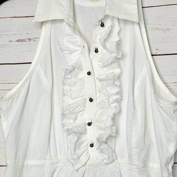 Converse One Star White Sleeveless Ruffle Top - Picture 3 of 11